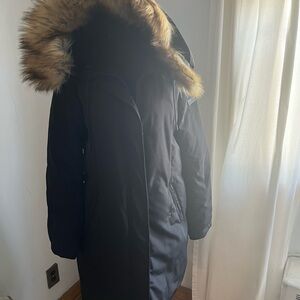 Sam Edelman Black Faux Shearling Jacket with Plush Collar